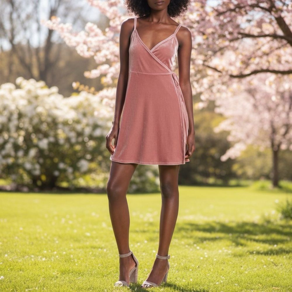 BP VELVET WRAP DRESS - Picture 1 of 6